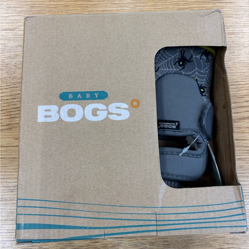 Bogs Baby Gray Boots with Spider Design